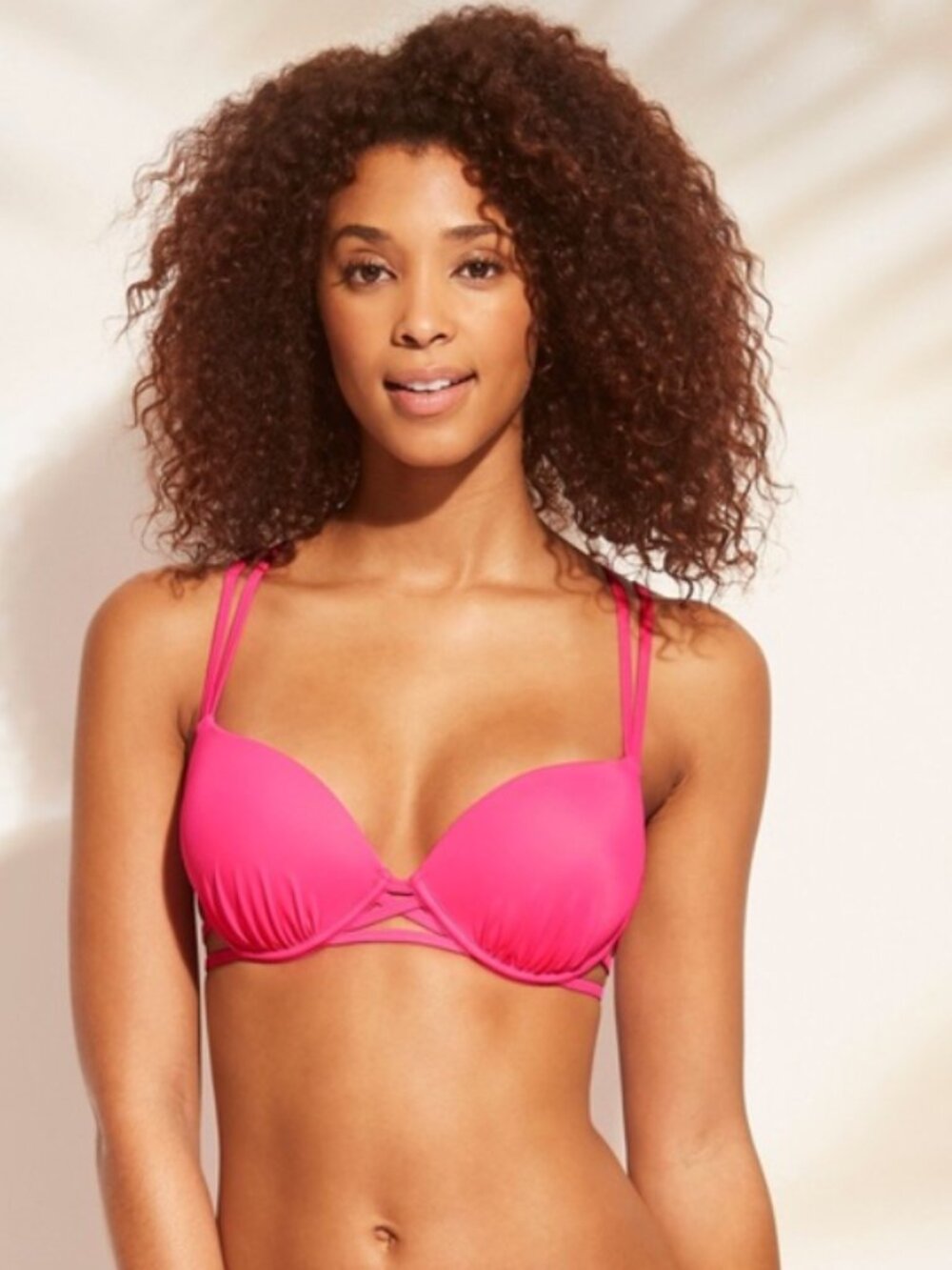 Shade & Shore Hot Pink Strappy Push Up Swim Top 34B